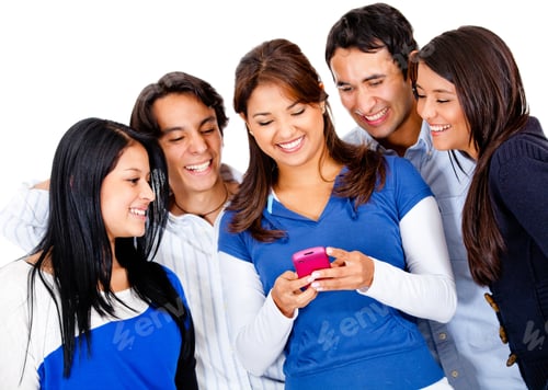 Preview: Group Of Friends Text Messaging On Their Phones