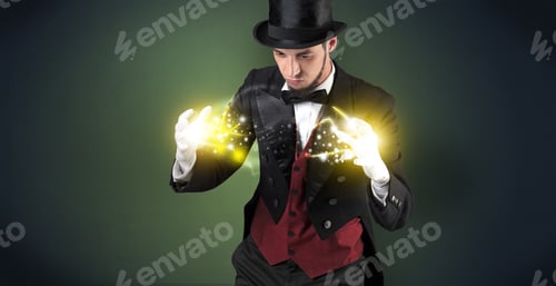 Preview: Magician Holding His Sparkling Power Between His Two Hand