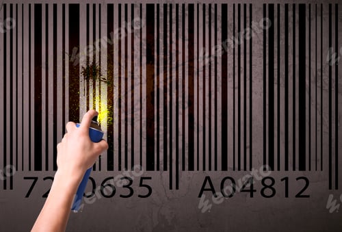 Vista previa: Dibujo a mano de un código de barras en la pared