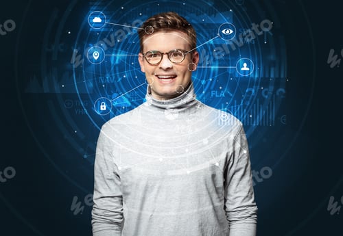 Preview: Facial Recognition Biometric Technology And Artificial Intelligence Concept.