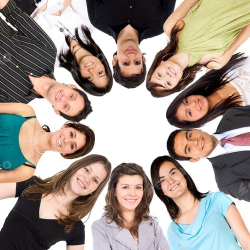 Preview: Circle Of Smiley People Isolated Over White