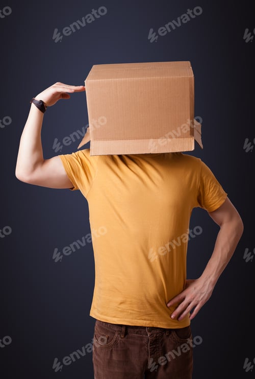 Preview: Person wearing box over head with arm up