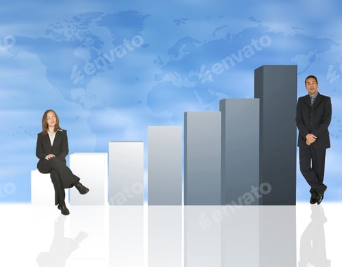 Preview: Business People Interacting With A Column Chart