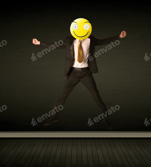 Preview: Funny Businessman Wears Yellow Smiley Face