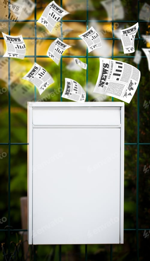 Preview: Post Box With Daily Newspapers Flying Out