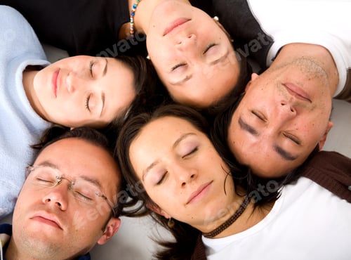 Preview: Casual Group Of People Sleeping - Isolated Over A White Background