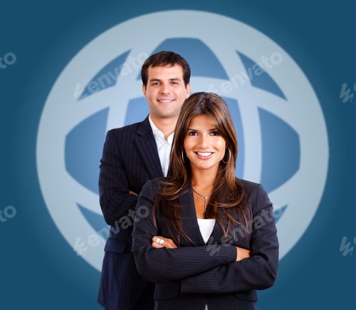 Preview: Elegant Business Woman With Her Partner Smiling