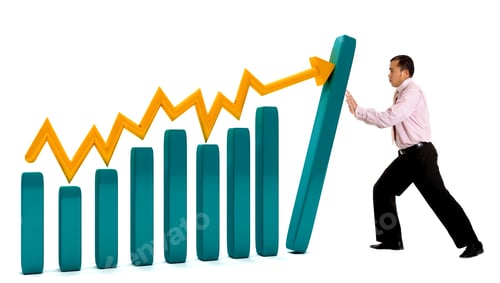 Preview: Business Man With A Graphic Showing Growth Isolated