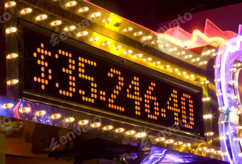 Preview: Electronic Board Announcing The Big Price In A Casino