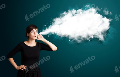 Preview: Young Business Woman With Abstract Cloud