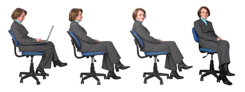 Preview: Business Woman In Various Positions On An Office Chair Isolated