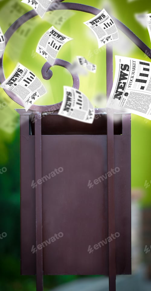 Preview: Post Box With Daily Newspapers Flying Out