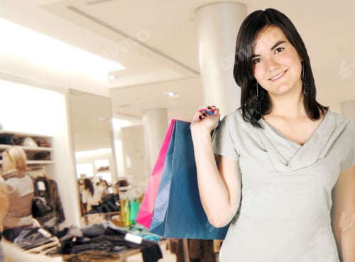 Preview: Clothes Shopping Girl Inside A Retail Clothes Store