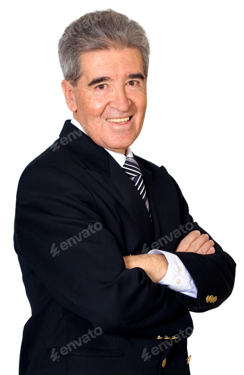 Preview: Confident Senior Business Man Portrait - Isolated Over A White Background