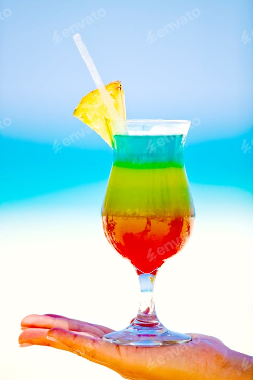 Preview: Colorful Tropical Cocktail Looking Very Provocative At The Beach