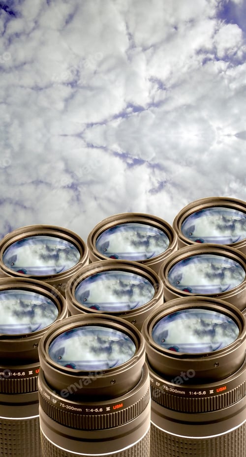 Preview: Camera Lenses With A Blu Sky Reflection