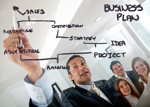 Preview: Man Drawing A Business Plan And Showing It To A Group