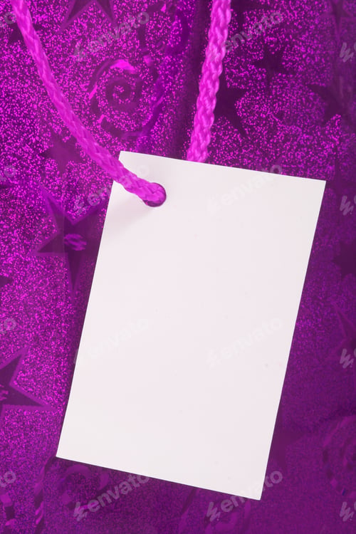 Preview: Purple Tag On Present - Blank For You To Write Or Place A Photo