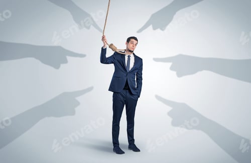 Preview: Young Businessman Trying To Suicide With Pointing Hands Concept