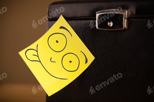 Preview: Drawn Smiley Face On A Post-It Note Sticked On A Jewelry Box