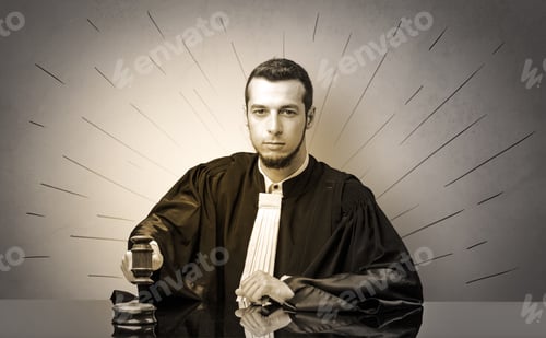 Preview: Young Dashing Judge In Black Gown Making Decision