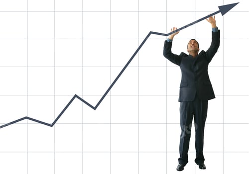 Preview: Business Graph With Business Man Pushing It Up - Je