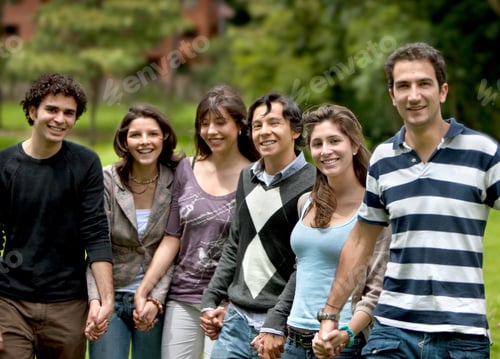 Preview: Happy Group Of Friends Smiling Outdoors