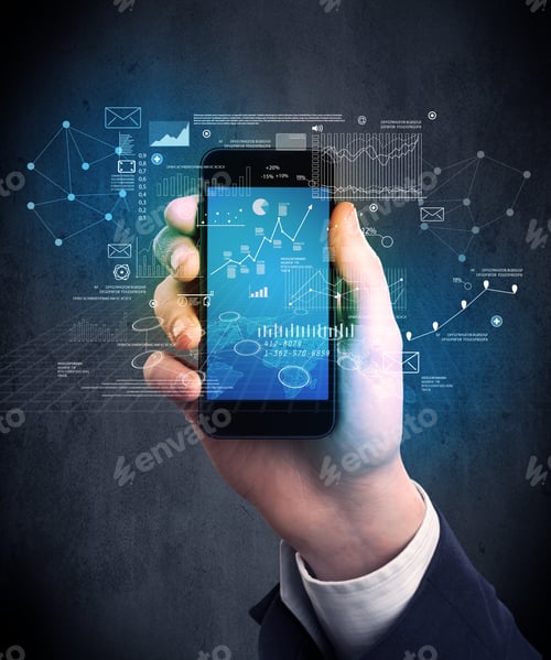 Preview: Caucasian Hand In Business Suit Holding A Smartphone