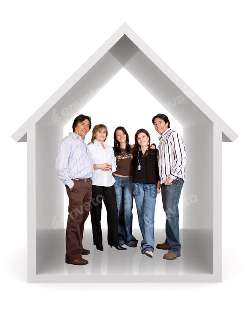 Preview: Happy Family At Home Over A White Background