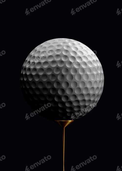 Preview: Golf Ball Close Up Over Black