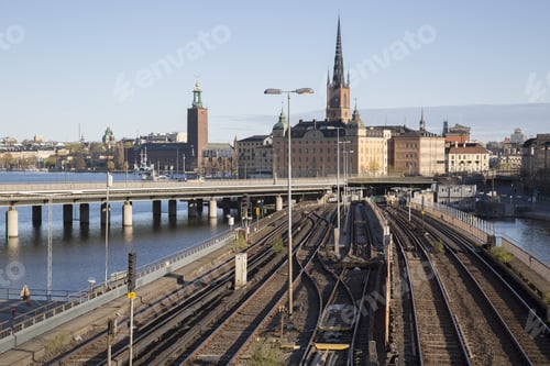 Preview: Cityscape And Railway, Stockholm; Sweden
