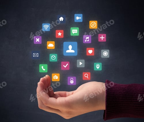 Preview: Colorful Applications Hovering Over Young Hand