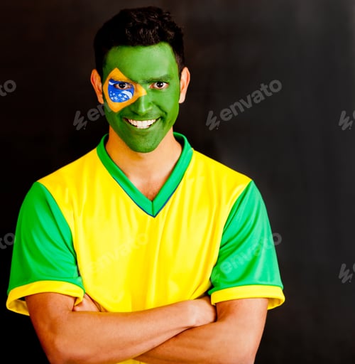Preview: Confident Brazilian Man With Arms Crossed And Painted Face