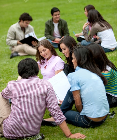 Preview: Group Of Students Sitting Outdoors And Smiling