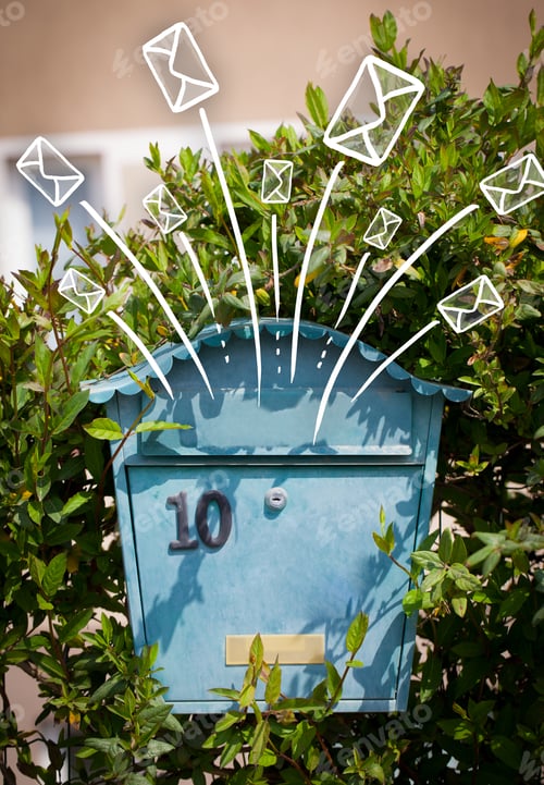 Preview: Hand Drawn Letters And Envelopes Comming Out Of A Mailbox
