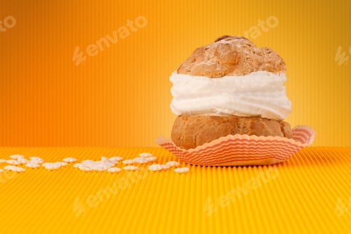 Preview: Close Up Of A Delicious Cake On Colorful Background With Copyspace