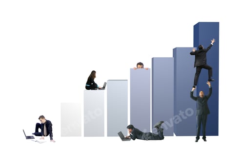 Preview: Business People Working In Diverse Situations - Corporate Environment Around A Business Graph