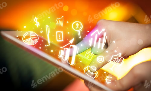 Preview: Finger Pointing On Tablet Pc, Charts Concept