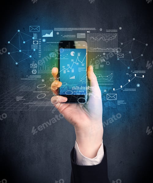 Preview: Caucasian Hand In Business Suit Holding A Smartphone