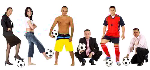 Preview: Group Of Football Fans Isolated Over White