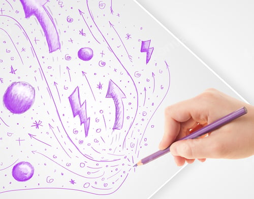 Preview: Hand Drawing Abstract Sketches On A Plain White Paper