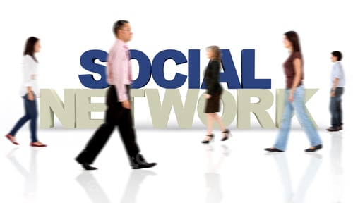 Preview: People Aroung The Social Network Isolated Over A White Background - 3D Text