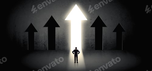 Preview: Young Businessman With Back Choosing The Best Way