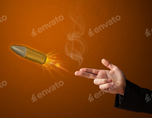 Preview: Gun Shaped Male Hand With Bullet Coming Out Of It