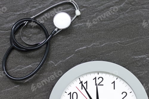 Preview: Concept Showing Doctors Stethoscope And A Clock Face Simulating An Appointment