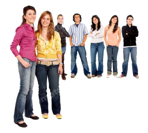 Preview: Casual Happy Friends Smiling Isolated Over White