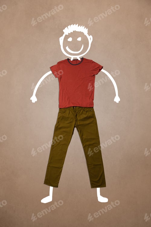 Preview: Casual Clothes With Hand Drawn Smiley Funny Character