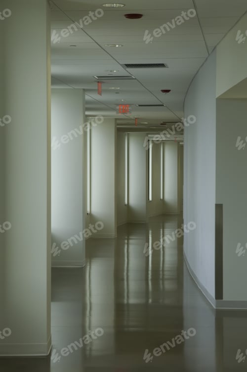 Preview: Curved Hallway At Community College With Main Light Coming Through Windows
