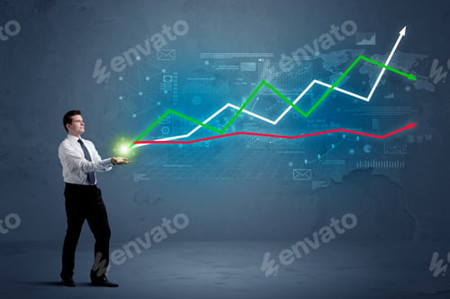 Preview: Caucasian Businessman Holding A Stock-Market, Business And Finance Sign Composition