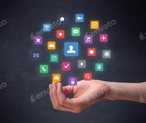 Preview: Colorful Applications Hovering Over Young Hand